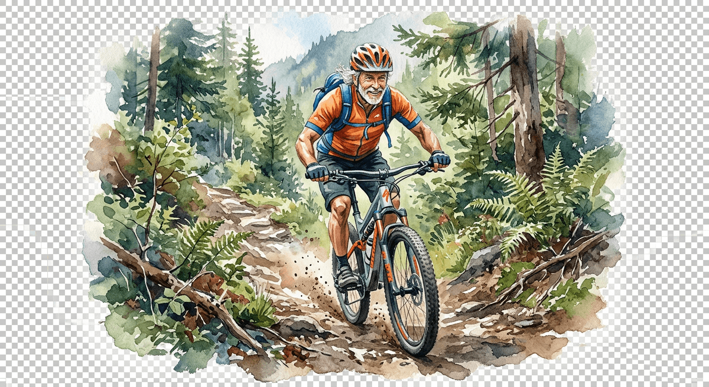 Mountain biker on a forest trail